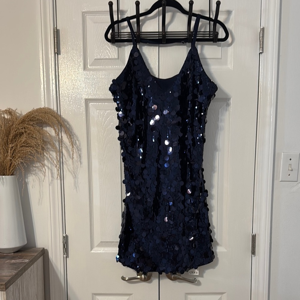 Cider Midnight Blue Sequin Dress